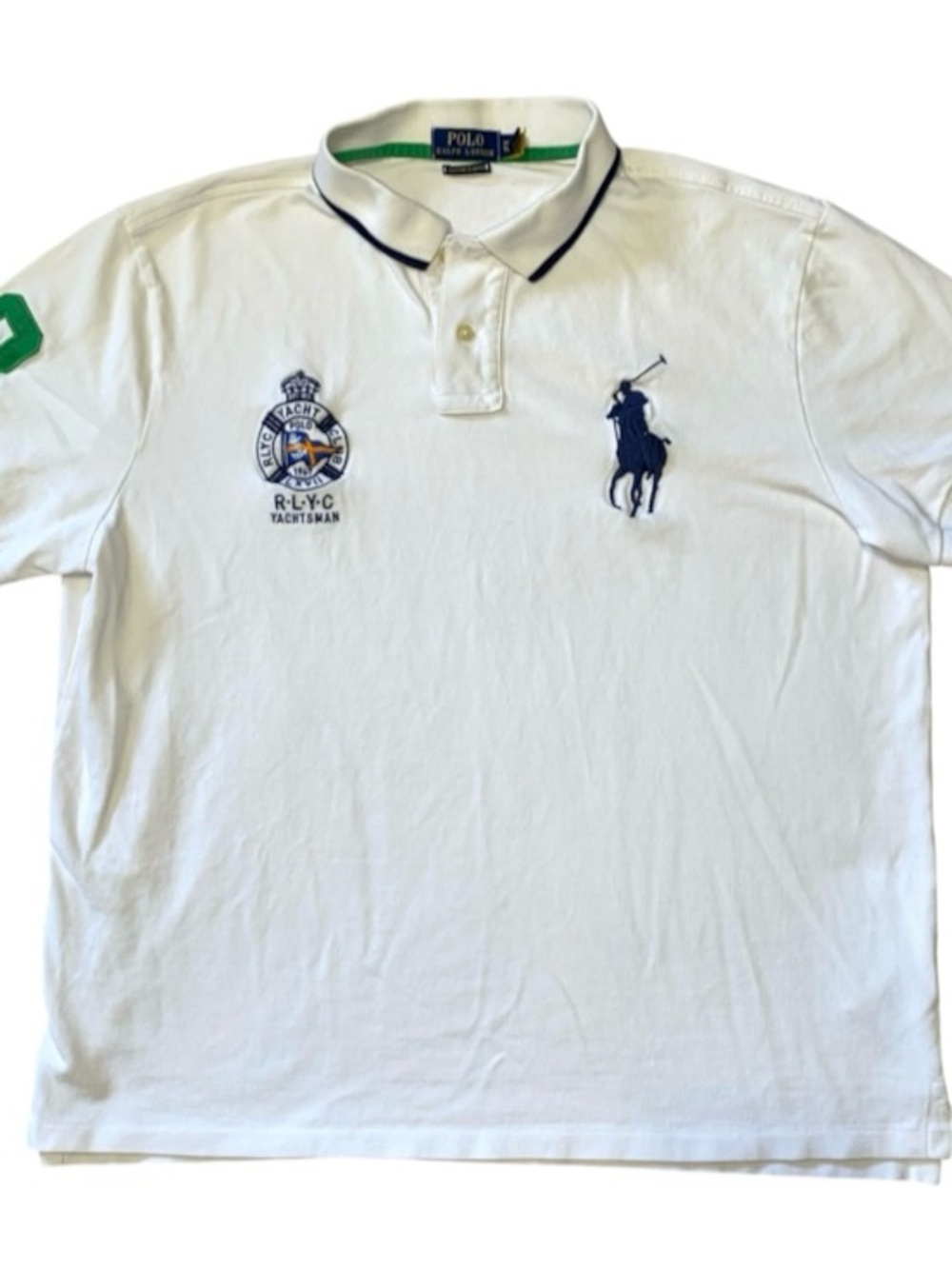 Polo Ralph Lauren Polo Shirt White RLYC Yachtsman Classic Fit Golf XL (O)